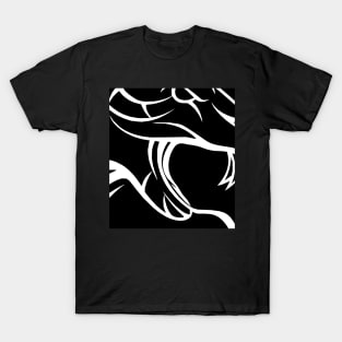 Hissing snake with sharp teeth in Black and White T-Shirt